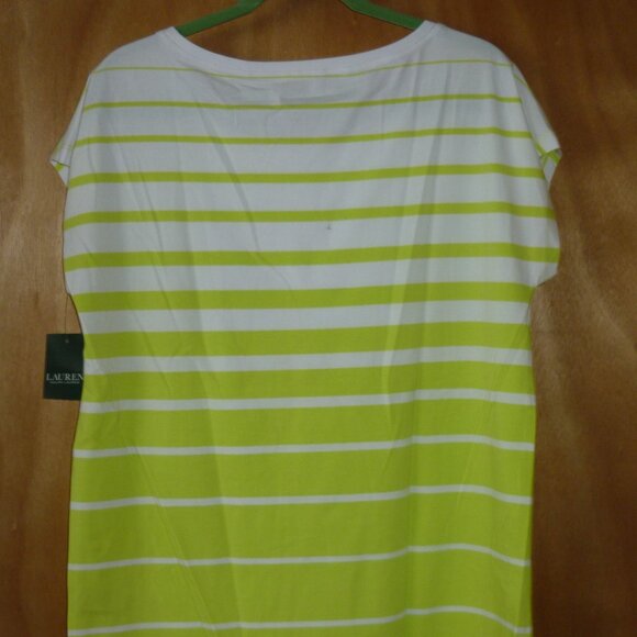 Lauren Ralph Lauren Size Large NWT Stripe Cotton Blend Knit Top - Picture 3 of 15